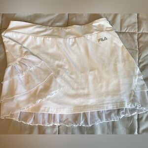 Fila white tennis athletic tennis yoga pickleball skirt skort lacy flounce M